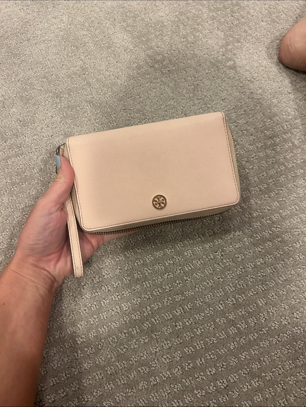Tory Burch Blush Pink Saffiano Zip Wristlet